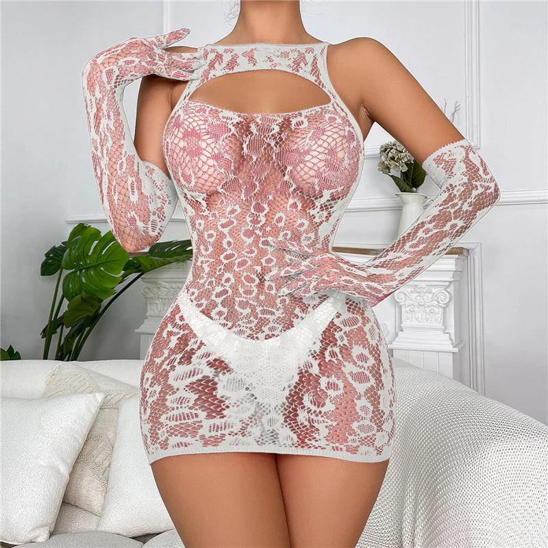 Mesh Skirt Hollow Glove Set